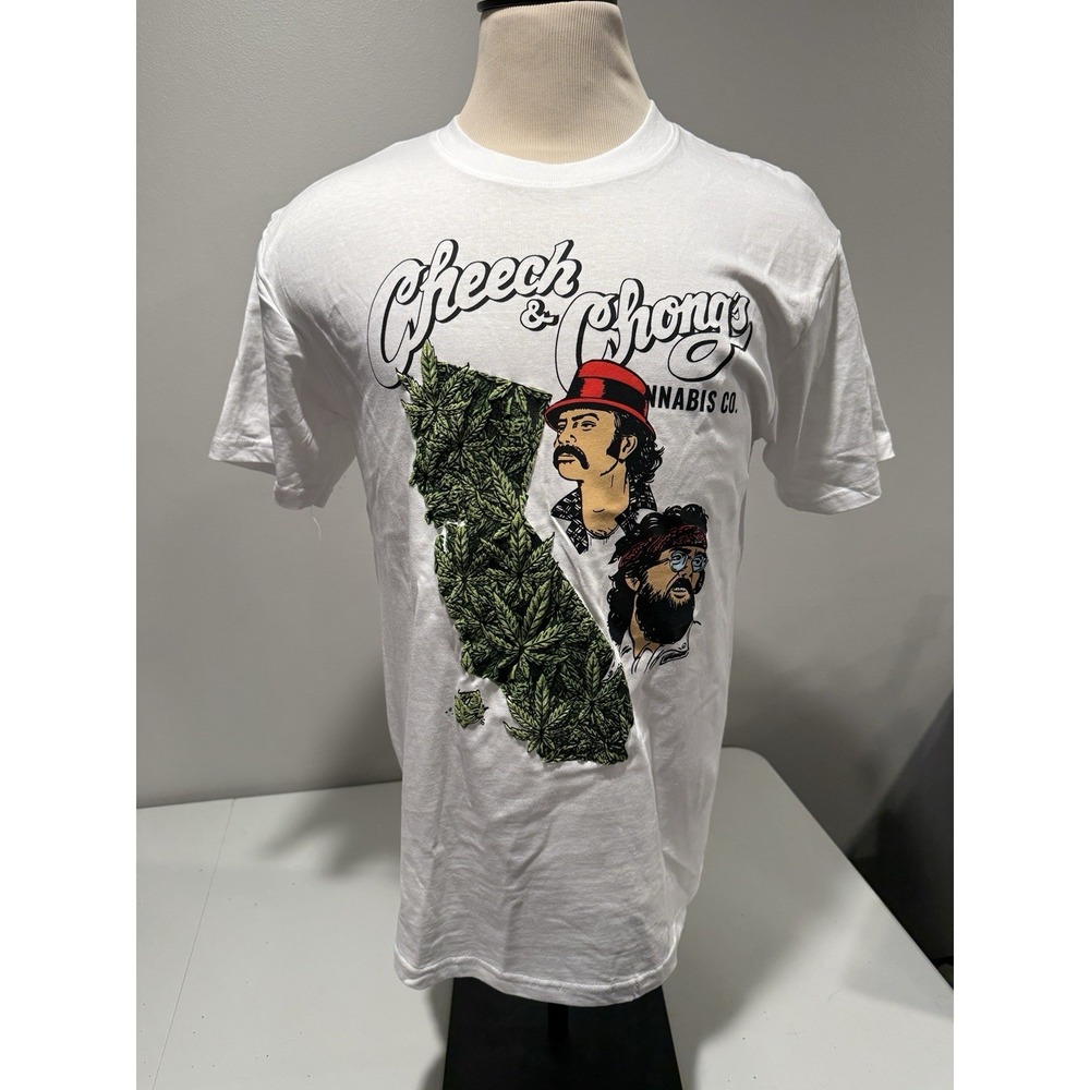 Cheech & Chong Cannabis Company Large T Shirt Weed Marijuana White Short Sleeve
